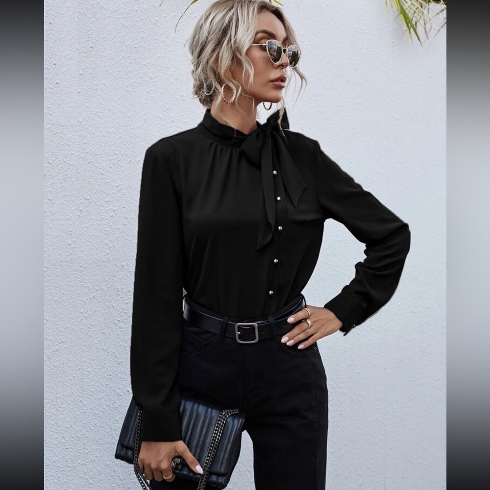 2/$10 Black Button Down Blouse